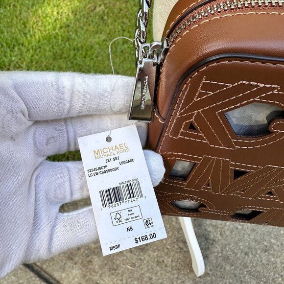 Michael Kors Jet Set Large Open Luggage Brown East West Crossbody 32S4SJ6C7P NWT - Picture 3 of 16